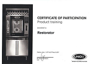 Сертификат о прохождении обучения в компании UNOX